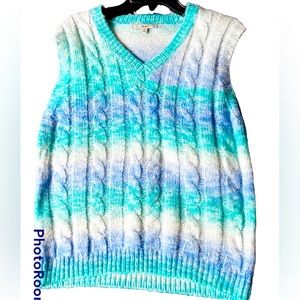 Women’s Large Papaya Ombré Blue Sweater Vest